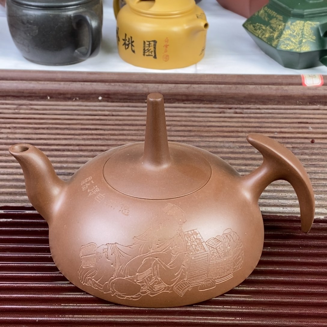 紫砂茶壶白12 顶天立地