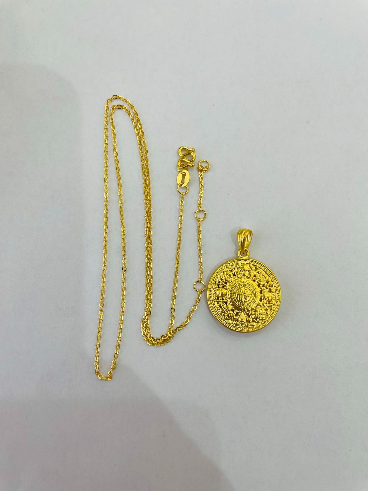 老庙足金八宝罗盘吊坠