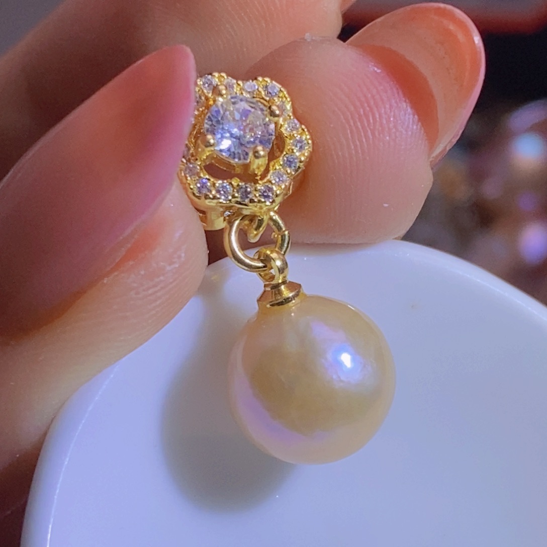 合金淡水珍珠天然淡水珍珠无染色无优化