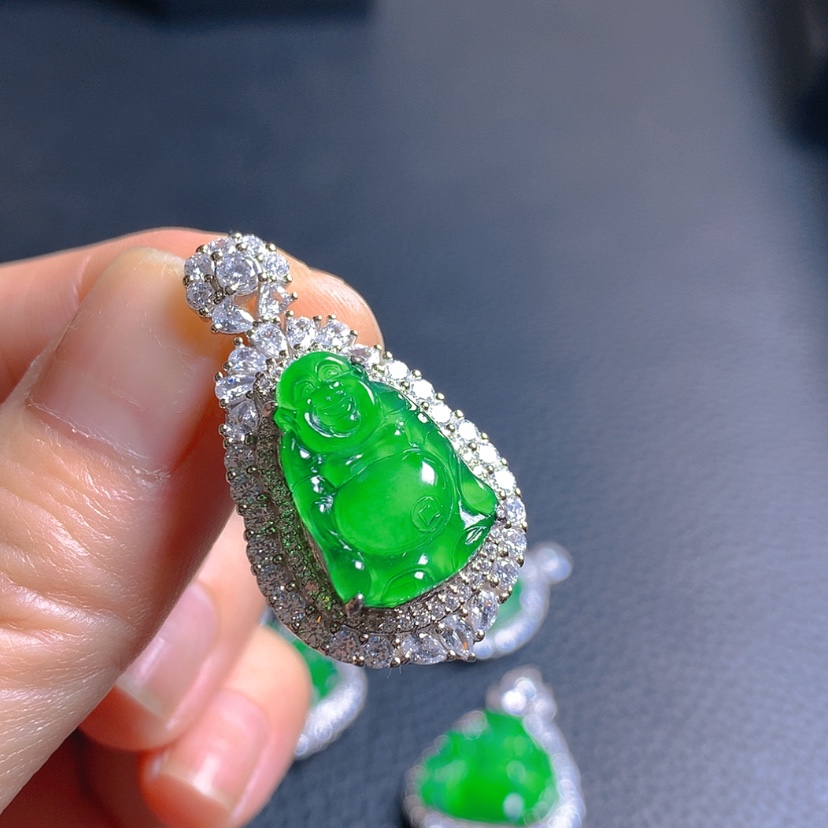 【闪购商品】翡翠银S925镶嵌吊坠(不含链)