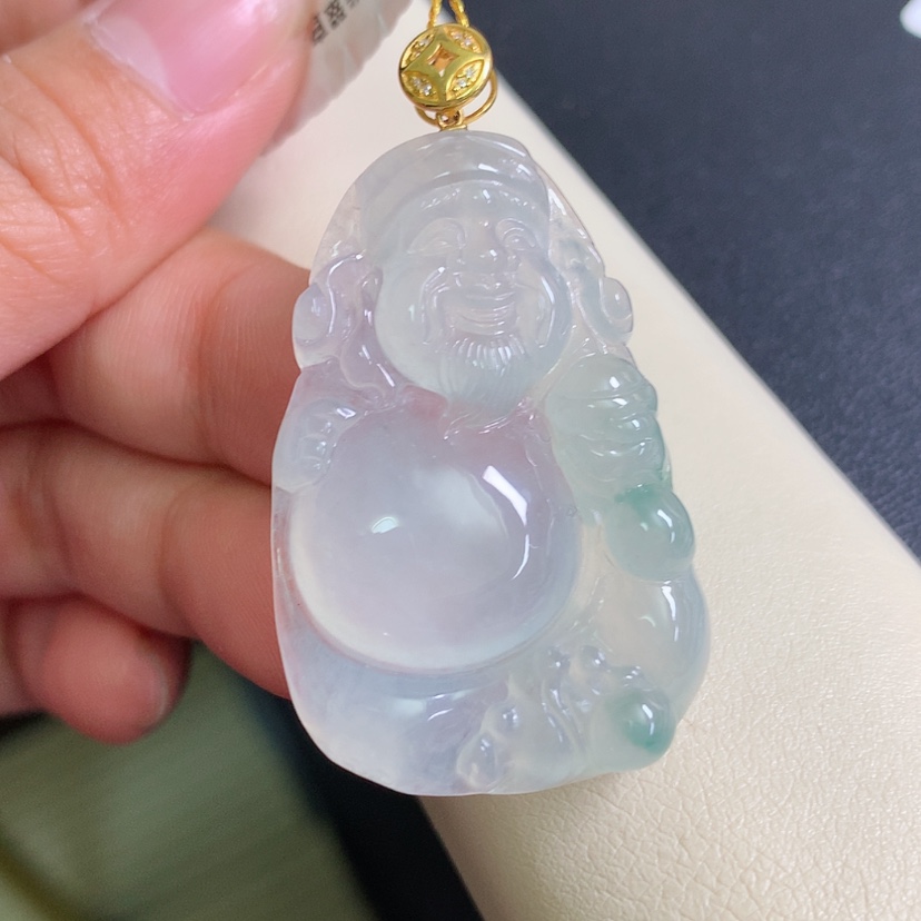 【闪购商品】翡翠颈饰18K金镶嵌财神