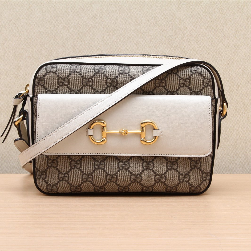 99新 GUCCI/古驰 活动黑黑Horsebit 马衔扣 相机包 小号 22.5