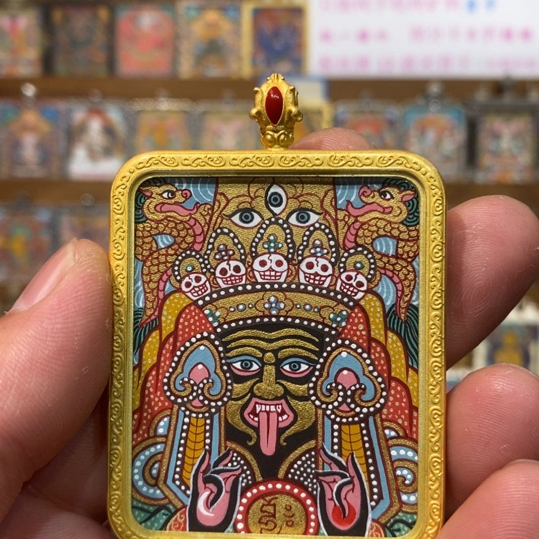 吊坠热贡纯手绘唐卡扎基