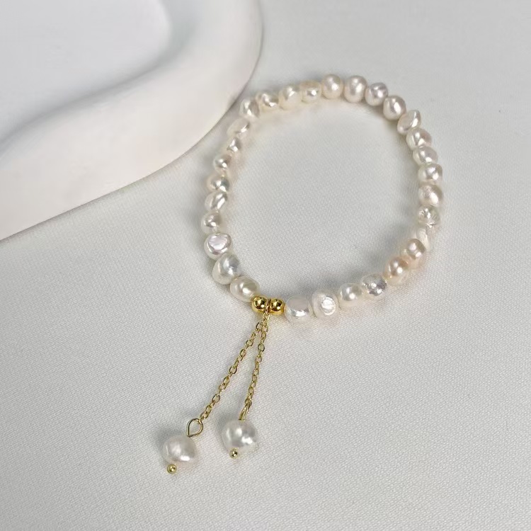 5-6淡水巴洛克珍珠【小清新】白色轻奢时尚仙女