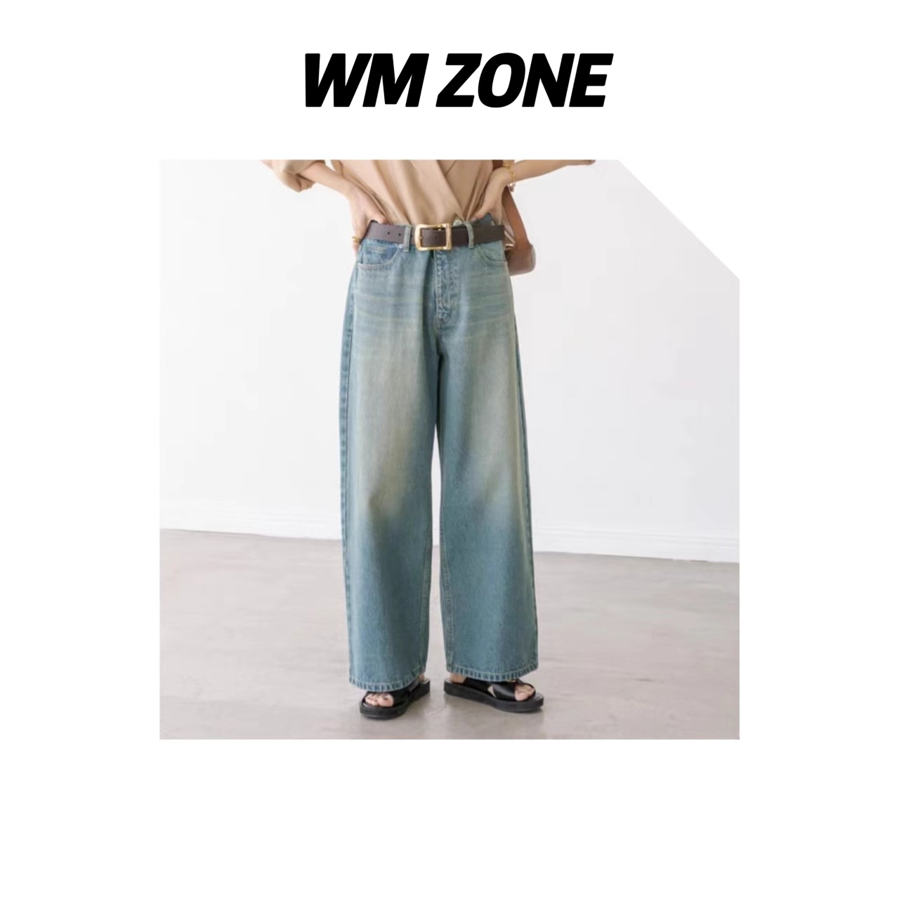 虎儿 3-17-2665 轻薄宽松直筒牛仔裤