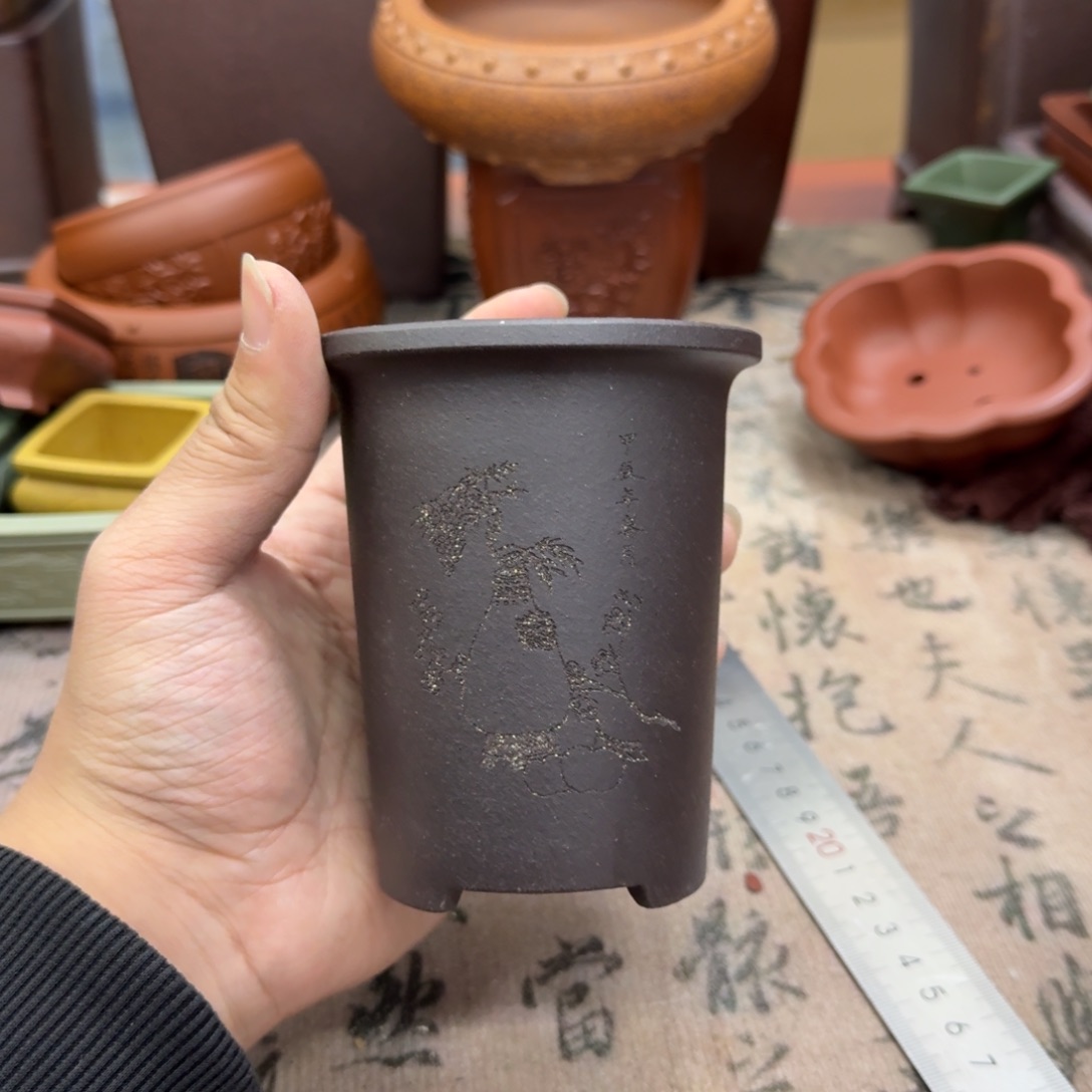 紫砂花盆宜兴紫砂正品6.5x10