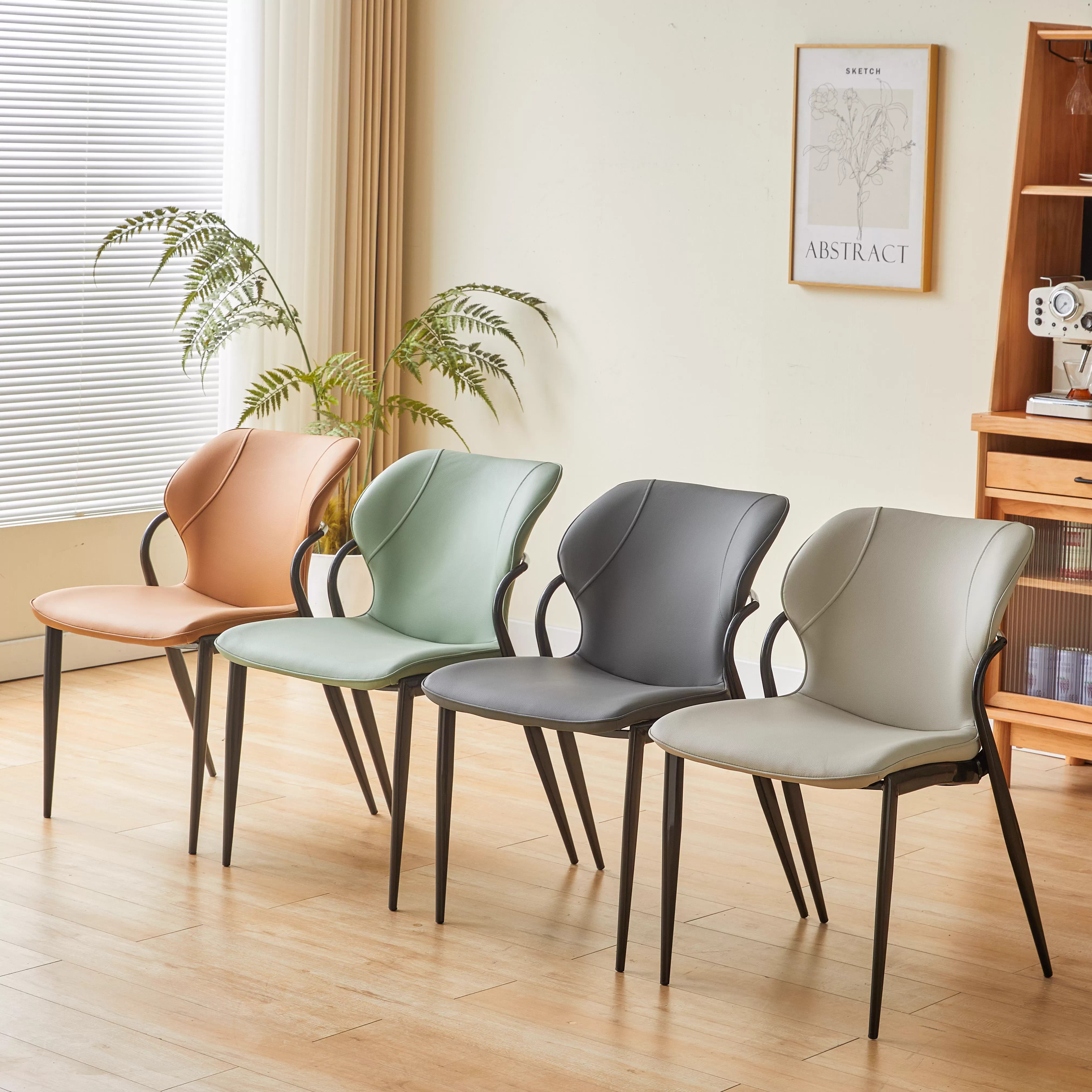 餐椅皮坐垫靠背休闲椅现代简约餐厅腿椅子酒店椅子轻奢家用休闲