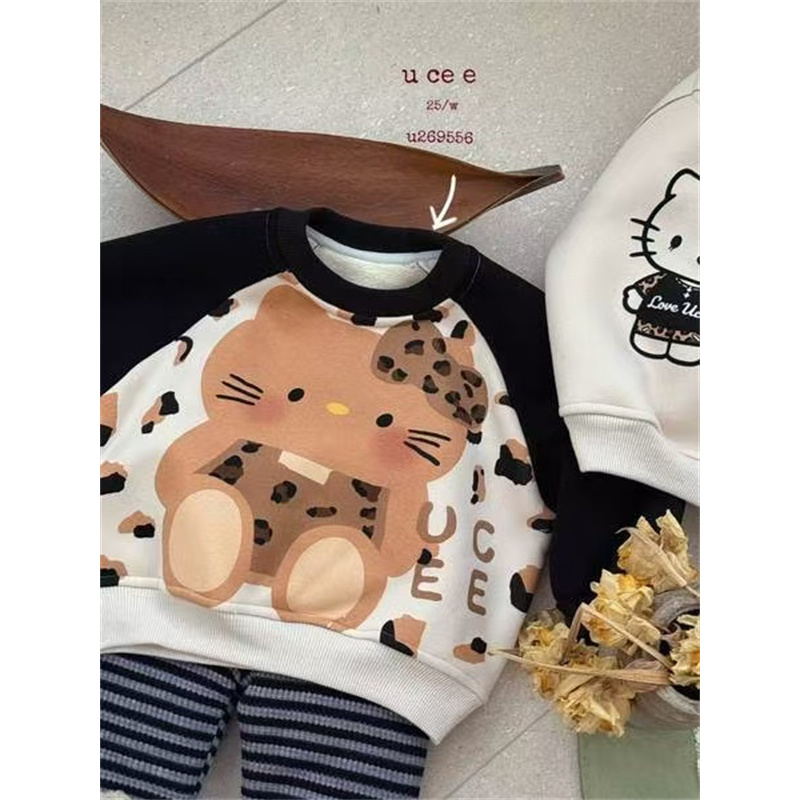 【豹纹KT】800克釉兮·25冬~女童宝宝可爱卡通加绒卫衣U269556（童装）