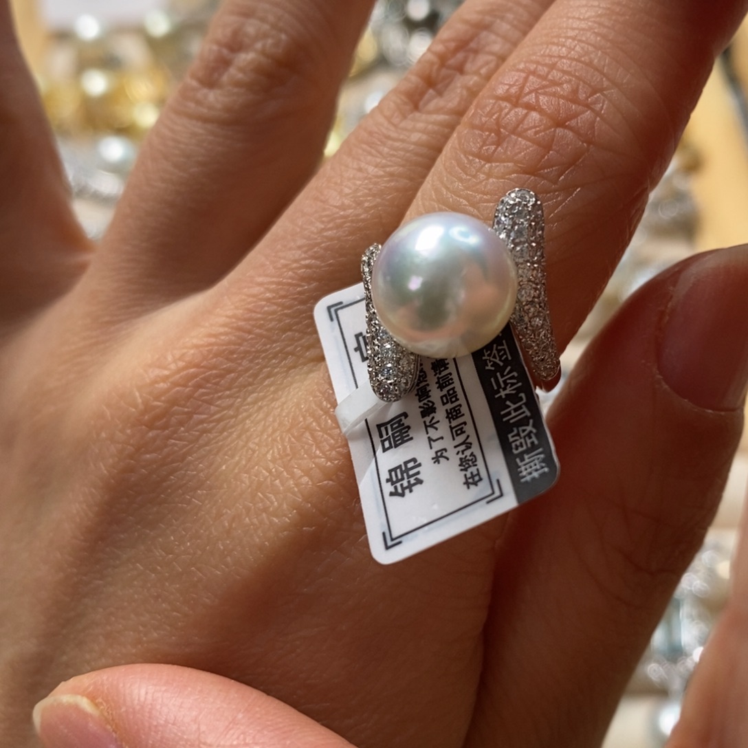 海水珍珠戒指银S925镶嵌