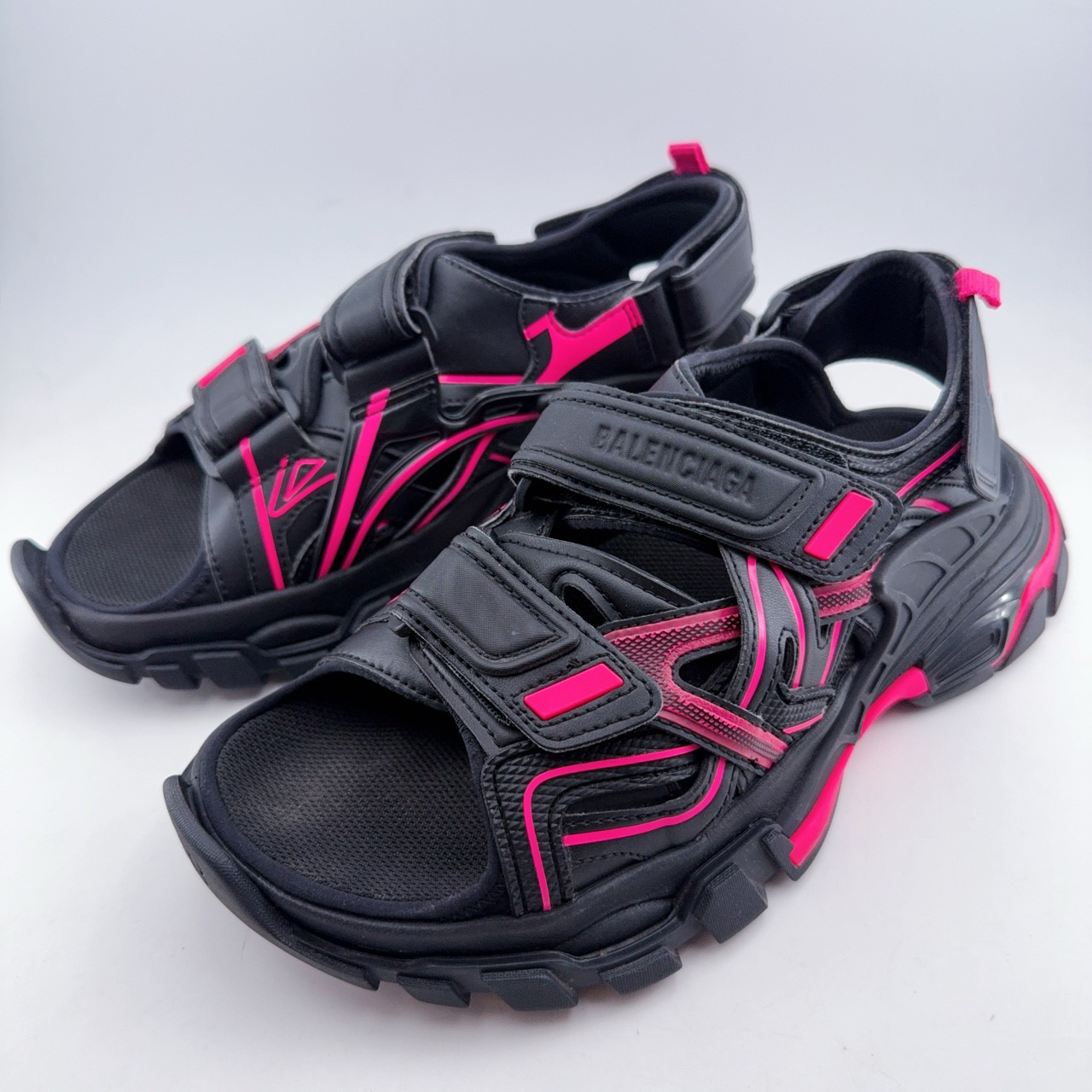 99新 Balenciaga/巴黎世家 36码/黑粉track凉鞋