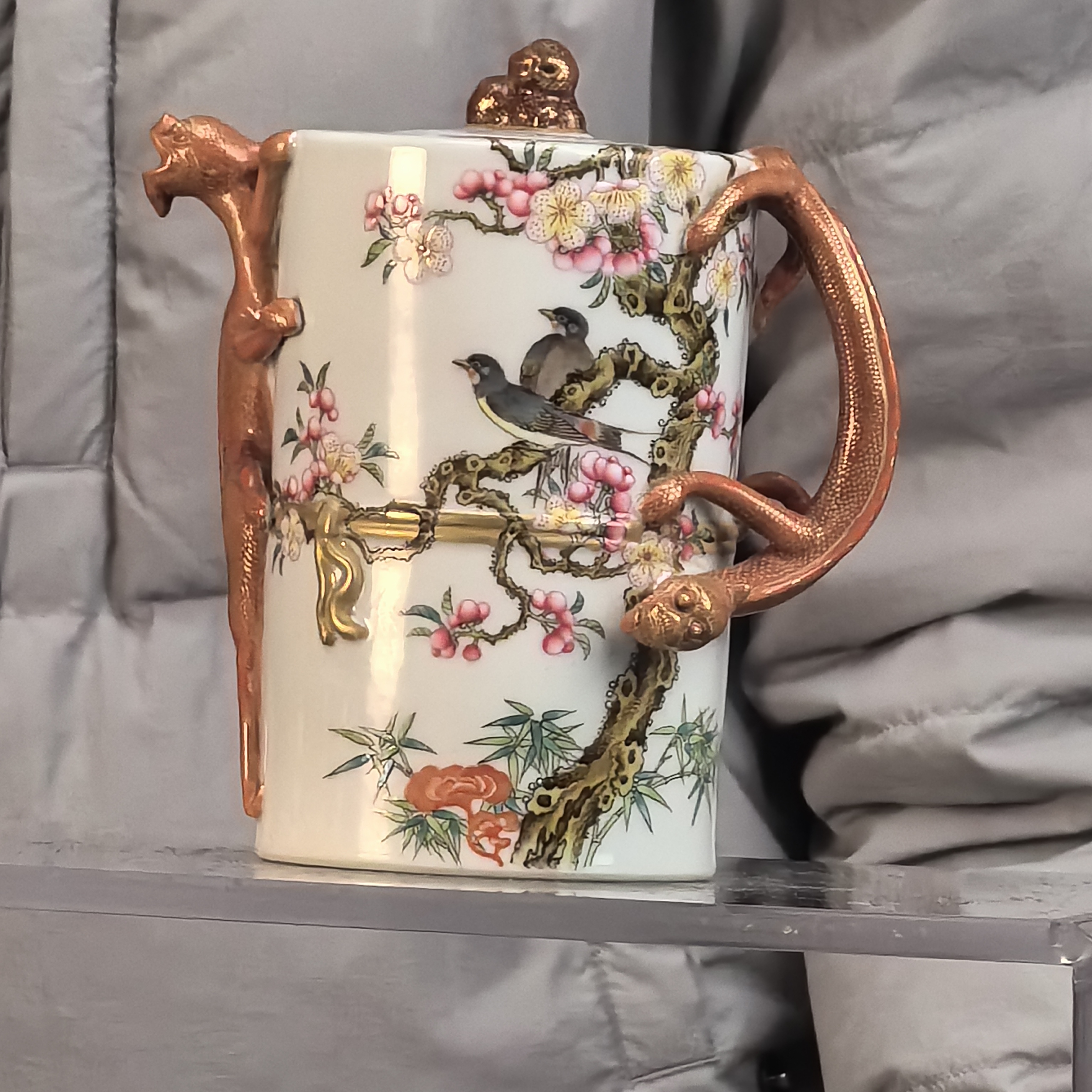 陶瓷花鸟竹节壶陶瓷