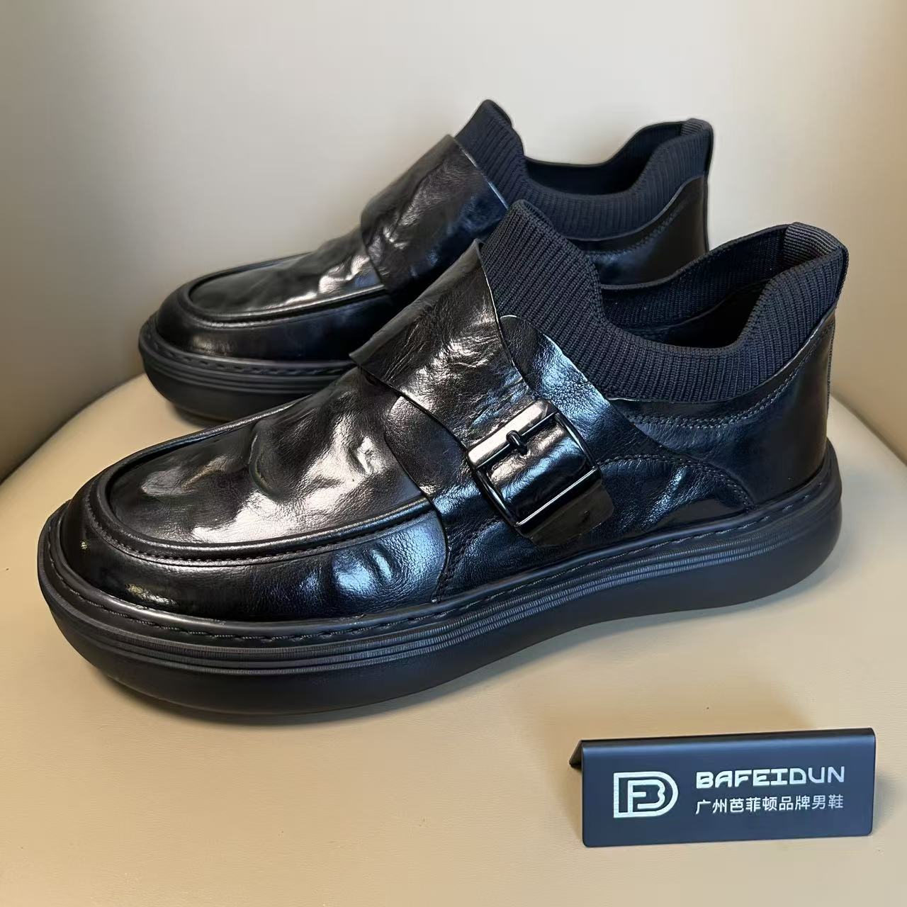 广州手工男鞋单鞋爆款一脚蹬勃肯鞋百搭休闲潮鞋厚底超轻0725-5