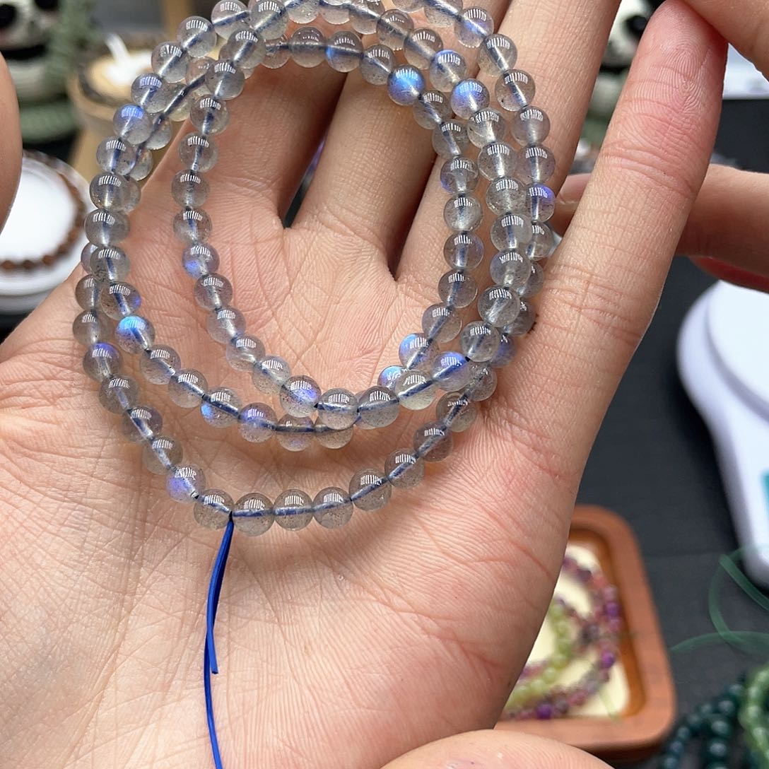 水晶手链未镶嵌透体灰月光