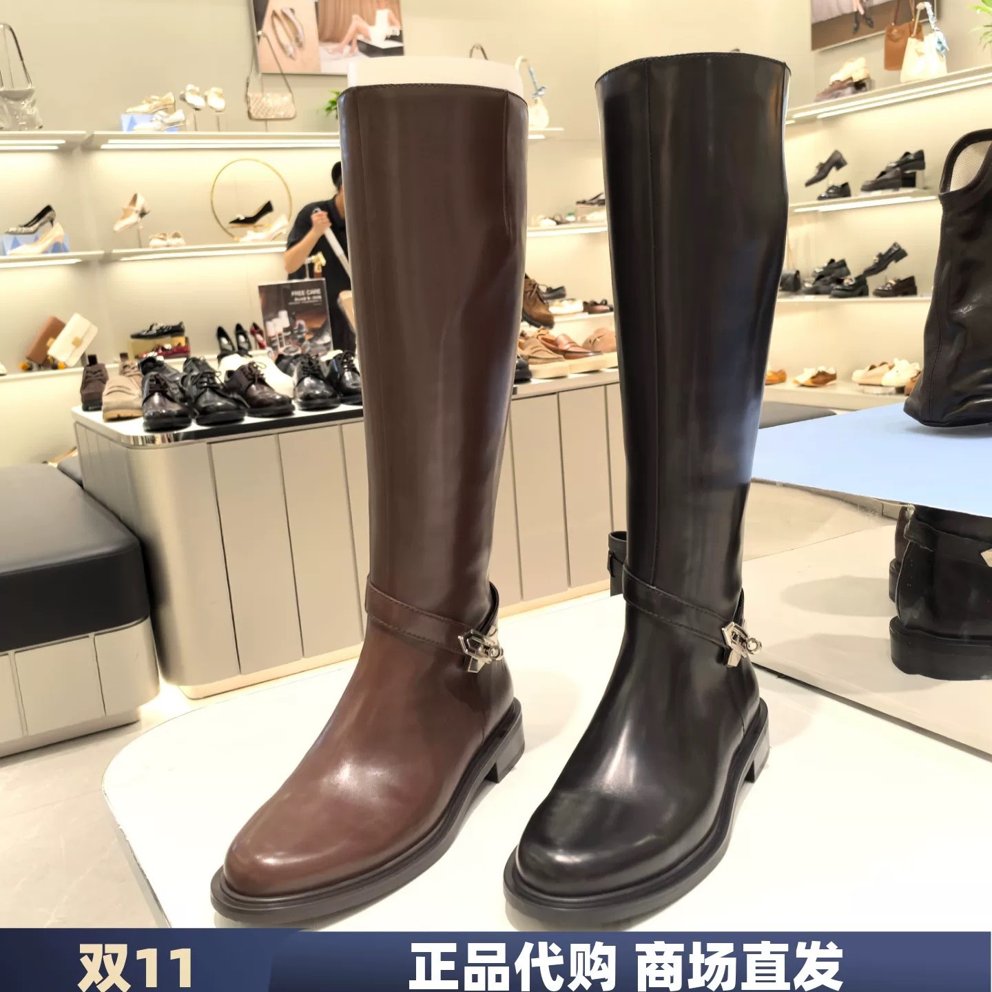 2025新款骑士乐章复古骑士靴长靴粗跟长筒靴女靴EAJ48