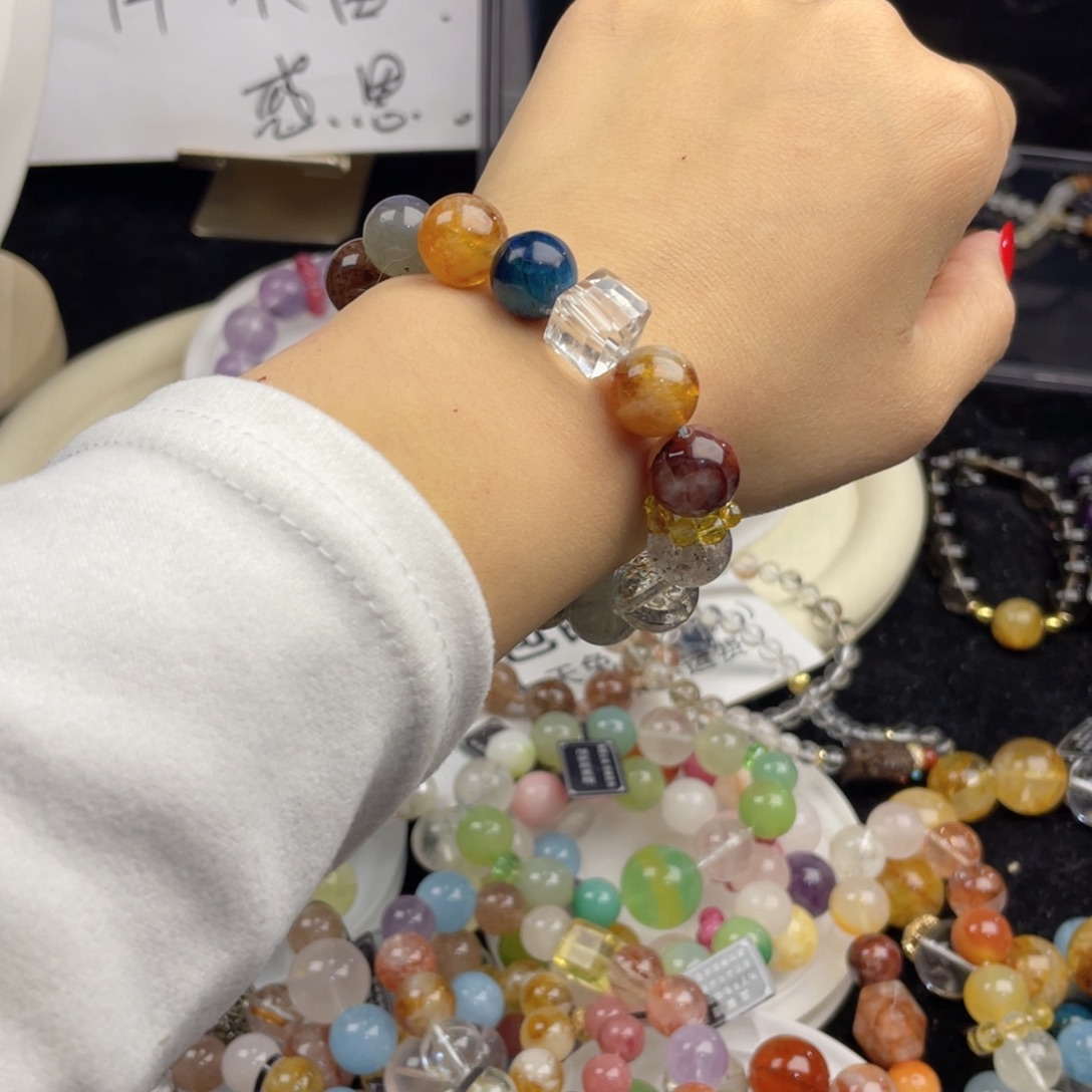 银S925镶嵌烟晶手链