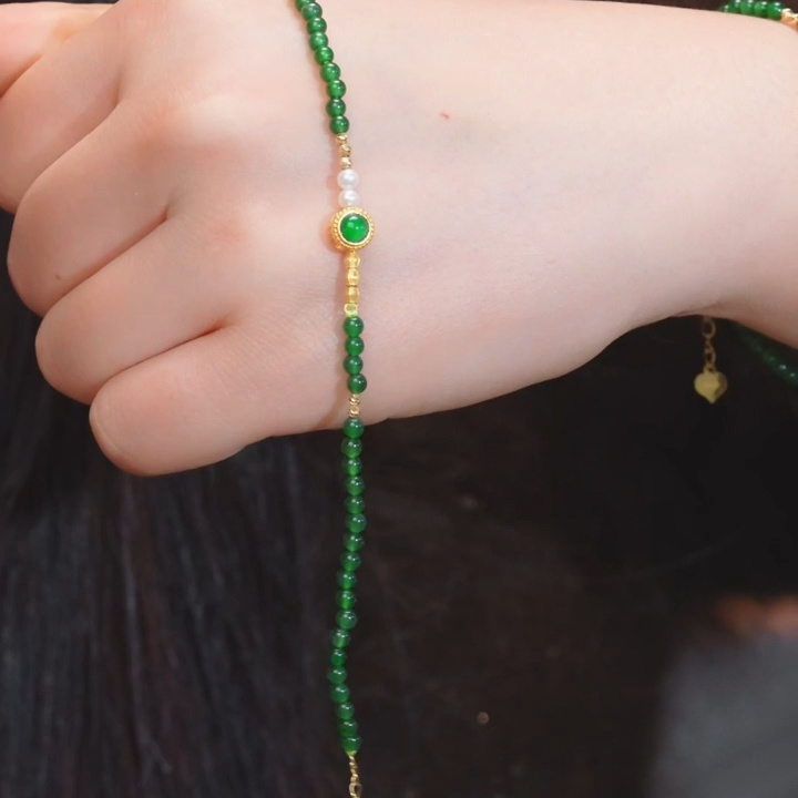 翡翠手链18K金镶嵌多样性发@@W9451