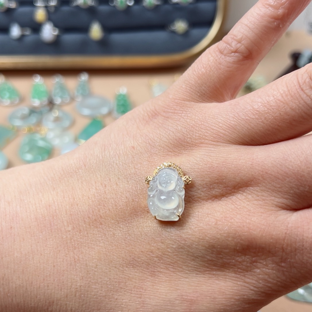 翡翠颈饰18K金镶嵌财爷