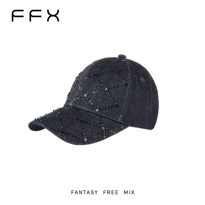 弗弗西FFX【靛蓝珠绣】高级时尚立体手缝串珠休闲棒球帽