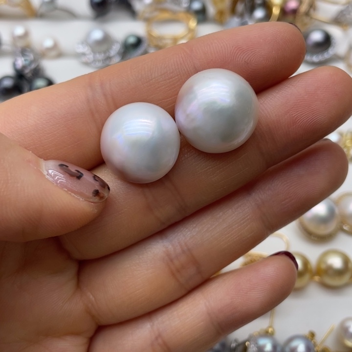 拼合珍珠（马贝珠）耳饰银S925镶嵌