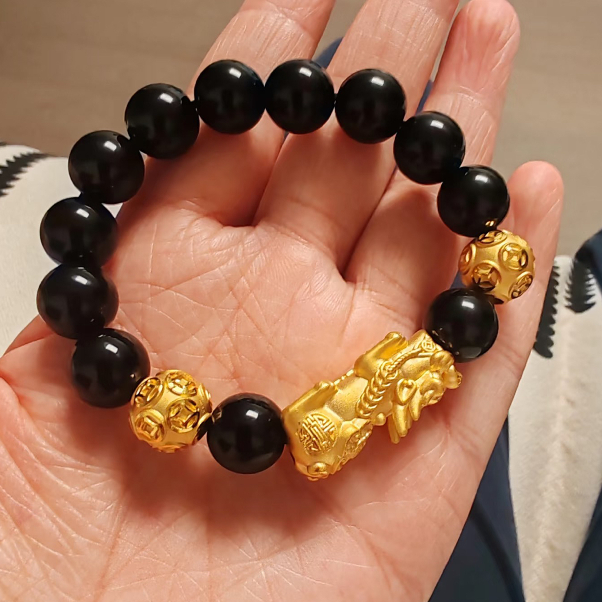 SS 手工倒模通体一色可反复改款貔貅手链创意摆件