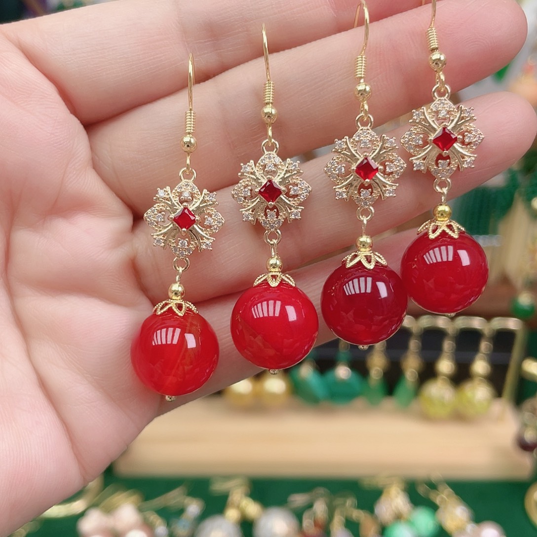 玛瑙/玉髓合金耳饰