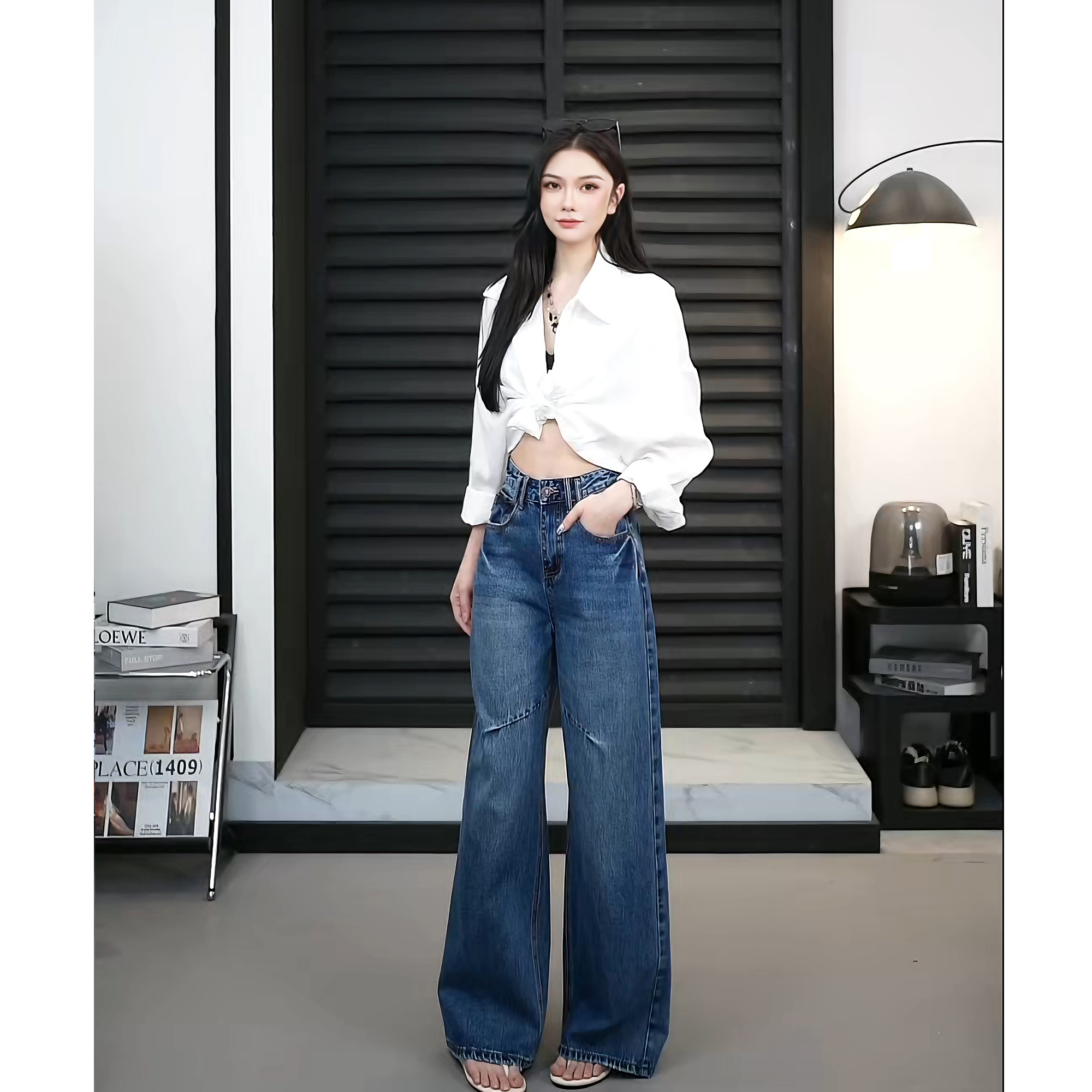 【TO&HR.GIRL】THE8985Q-高级感气质阔腿牛仔裤女2025新款秋天裤子