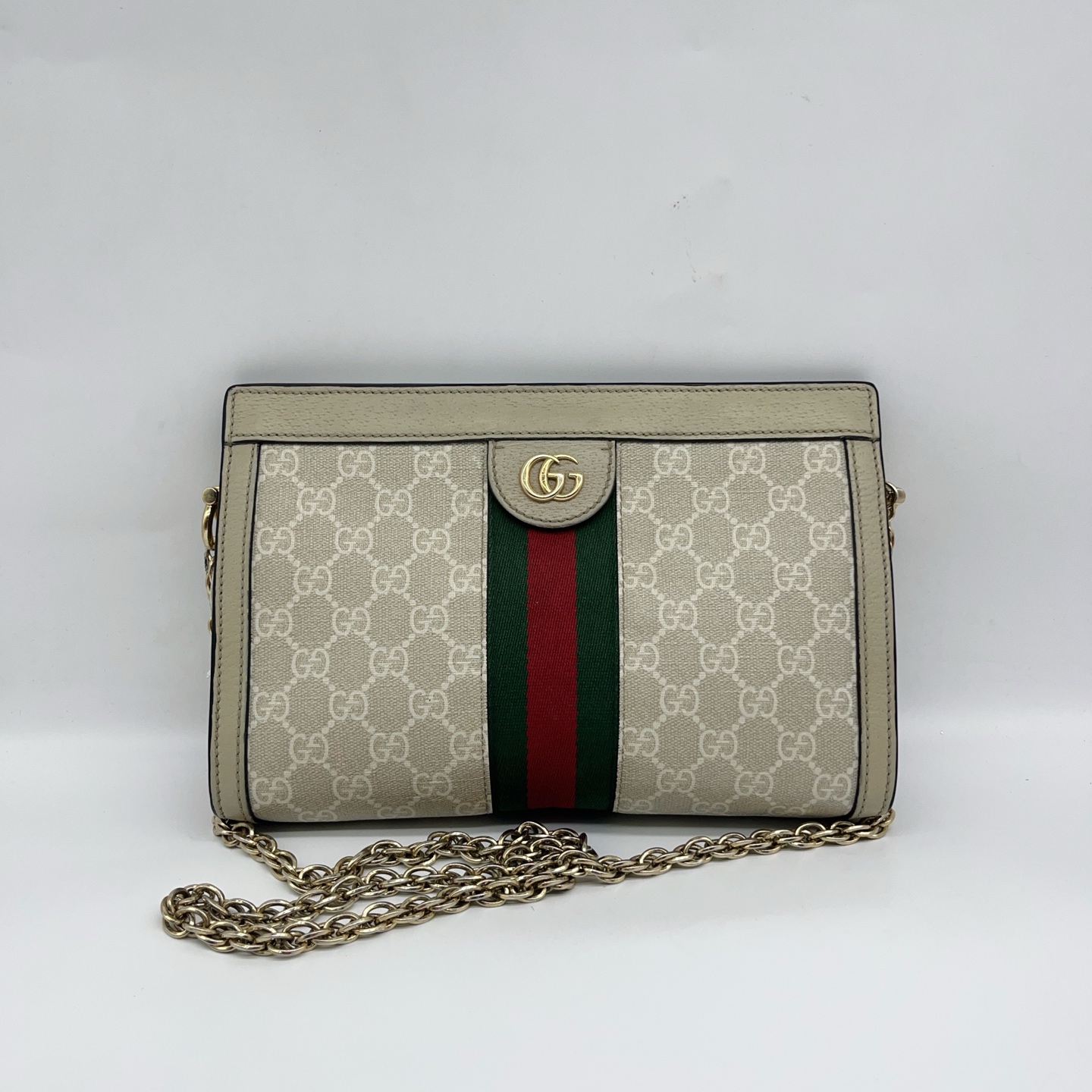 95新 GUCCI/古驰  白色老花夹子 1452 0585 
