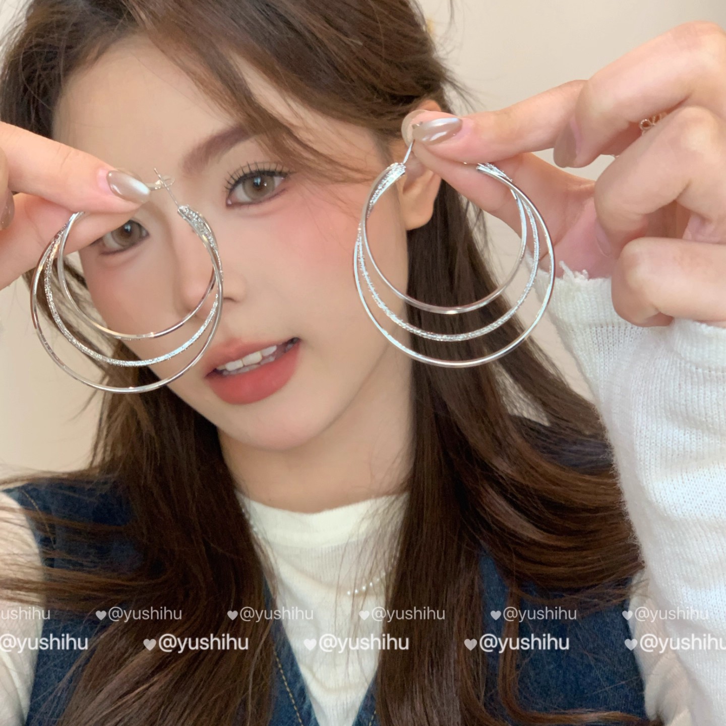 合金耳饰 22 简约高级感气质夸张交叉圆圈耳环女时尚小众设