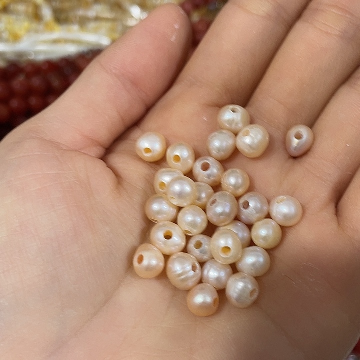 玛瑙/玉髓合金珠宝半成品10个大孔香槟金珍珠