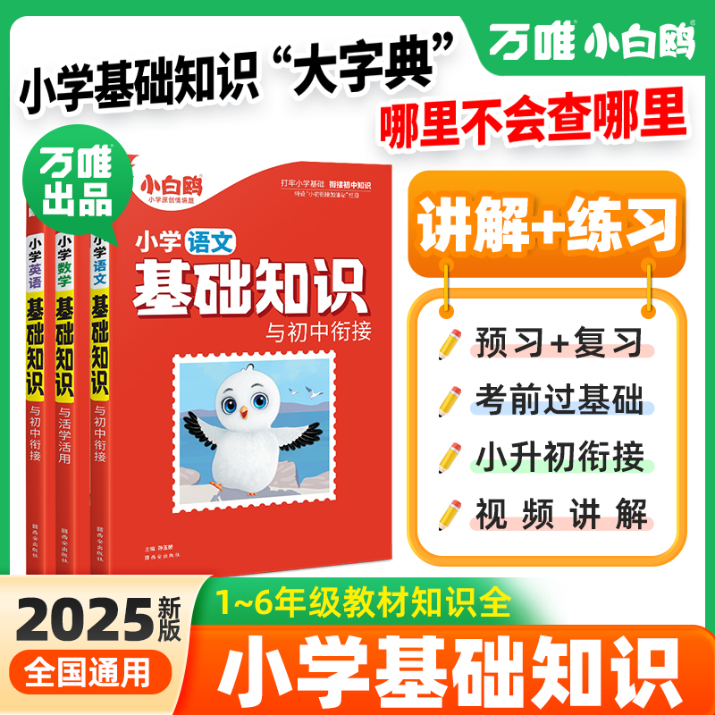 万唯小白鸥小学基础知识大全2025新版语数英小升初暑假总复习训练