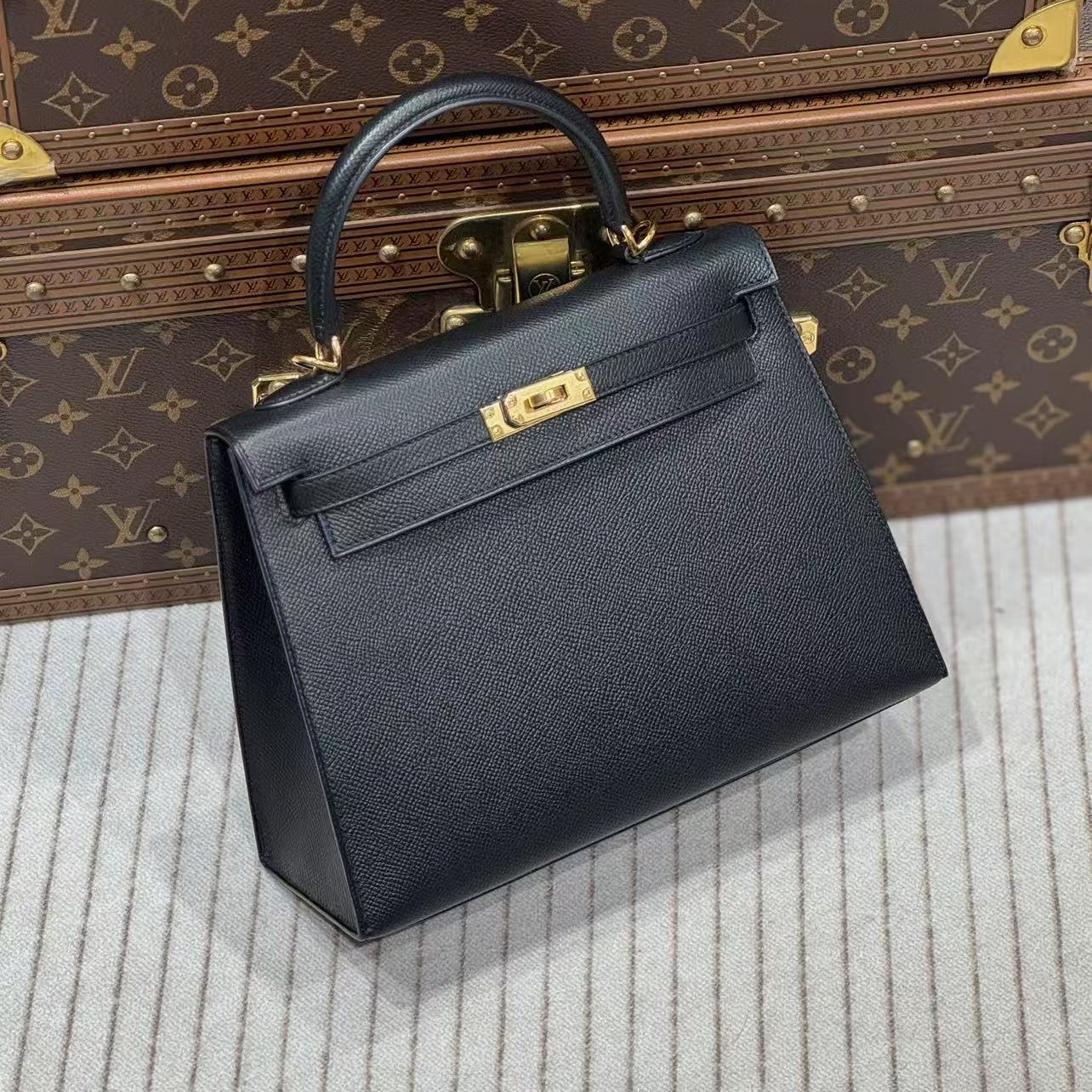 全新未使用 Hermes/爱马仕 贝贝/b刻黑金kelly25包