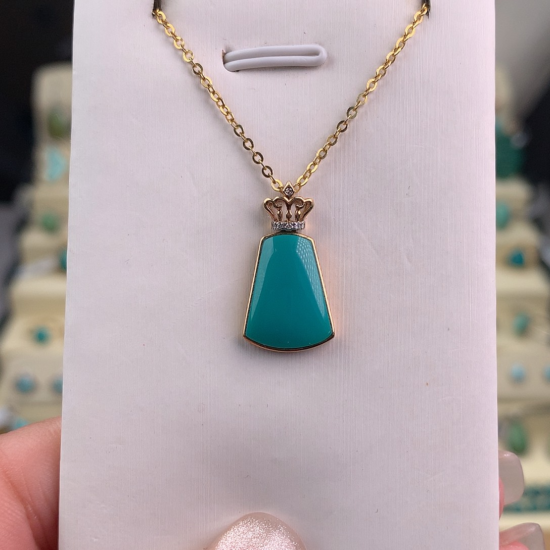 绿松石18K金镶嵌吊坠(不含链)