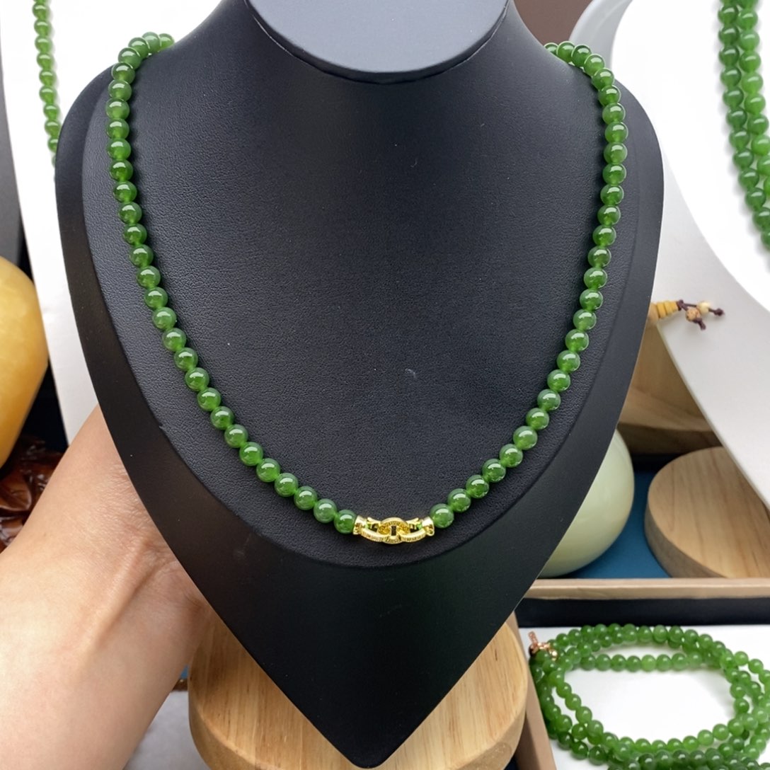 和田玉（碧玉）颈饰未镶嵌韩*梅6