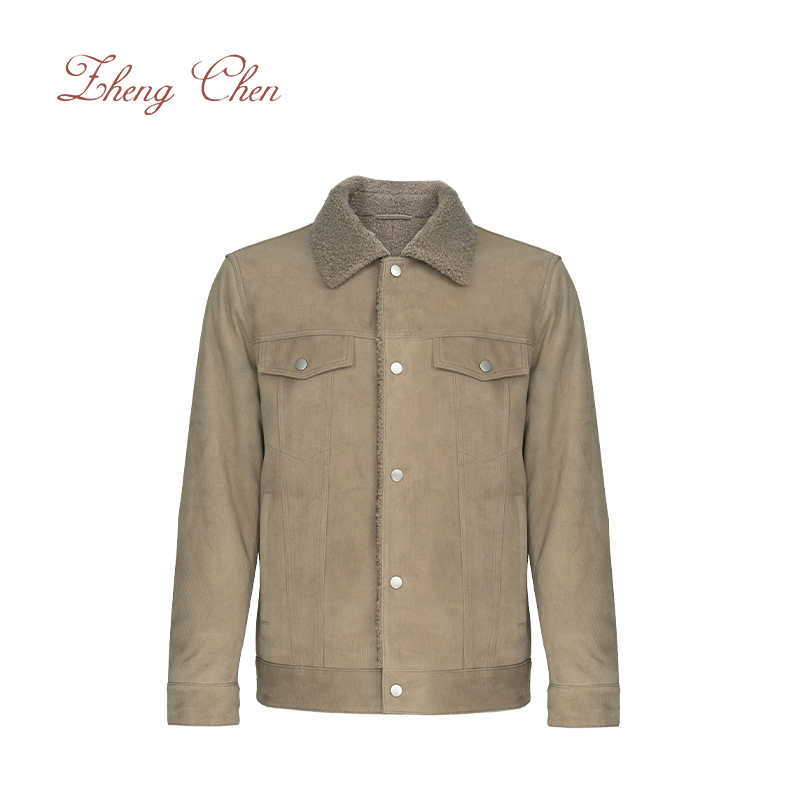 Zhengchen/正辰西班牙灯芯绒小羊皮羊毛混纺内里加厚夹克 GY96186