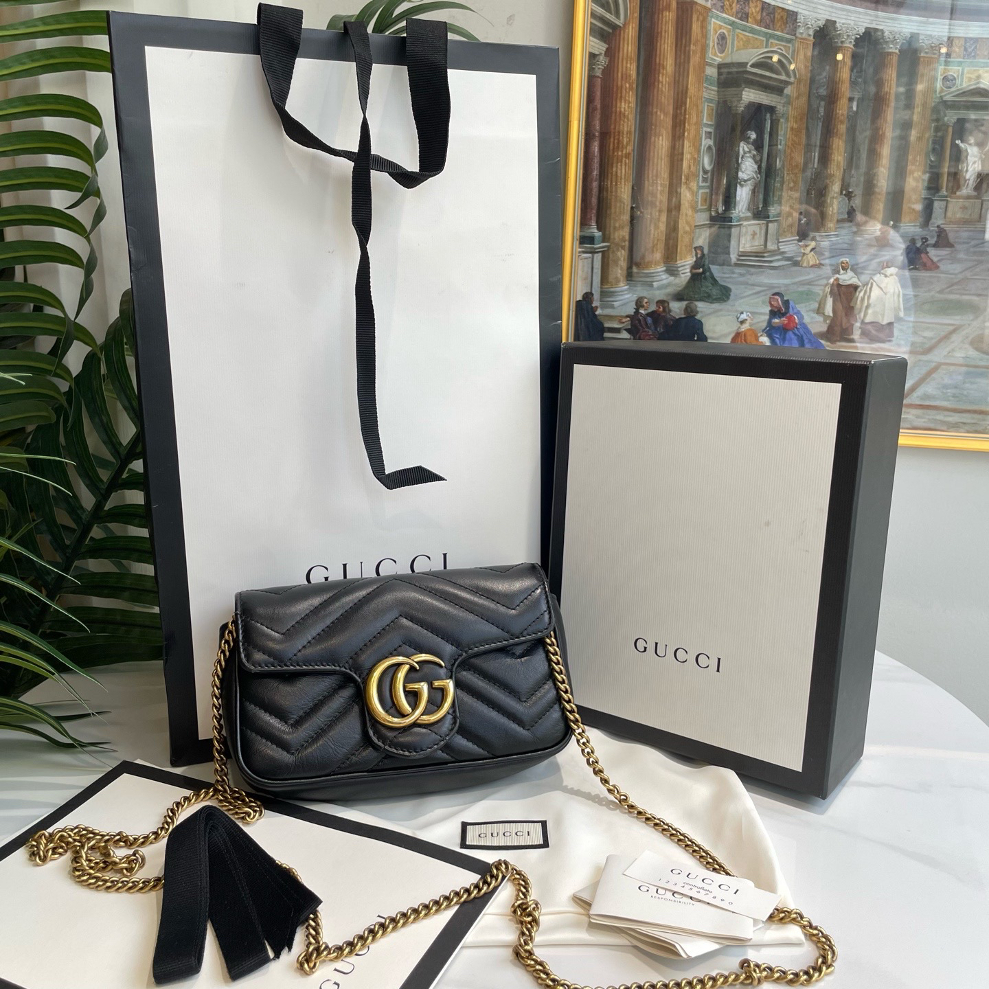 95新 GUCCI/古驰 御古屋/71248/马蒙mini 缺龙虾扣