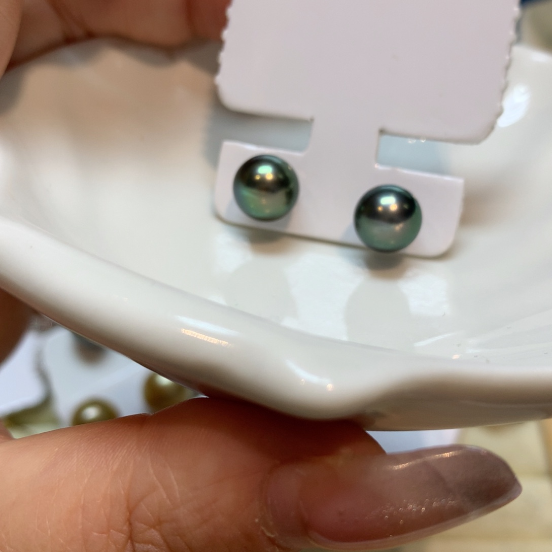 海水珍珠耳饰银S925镶嵌