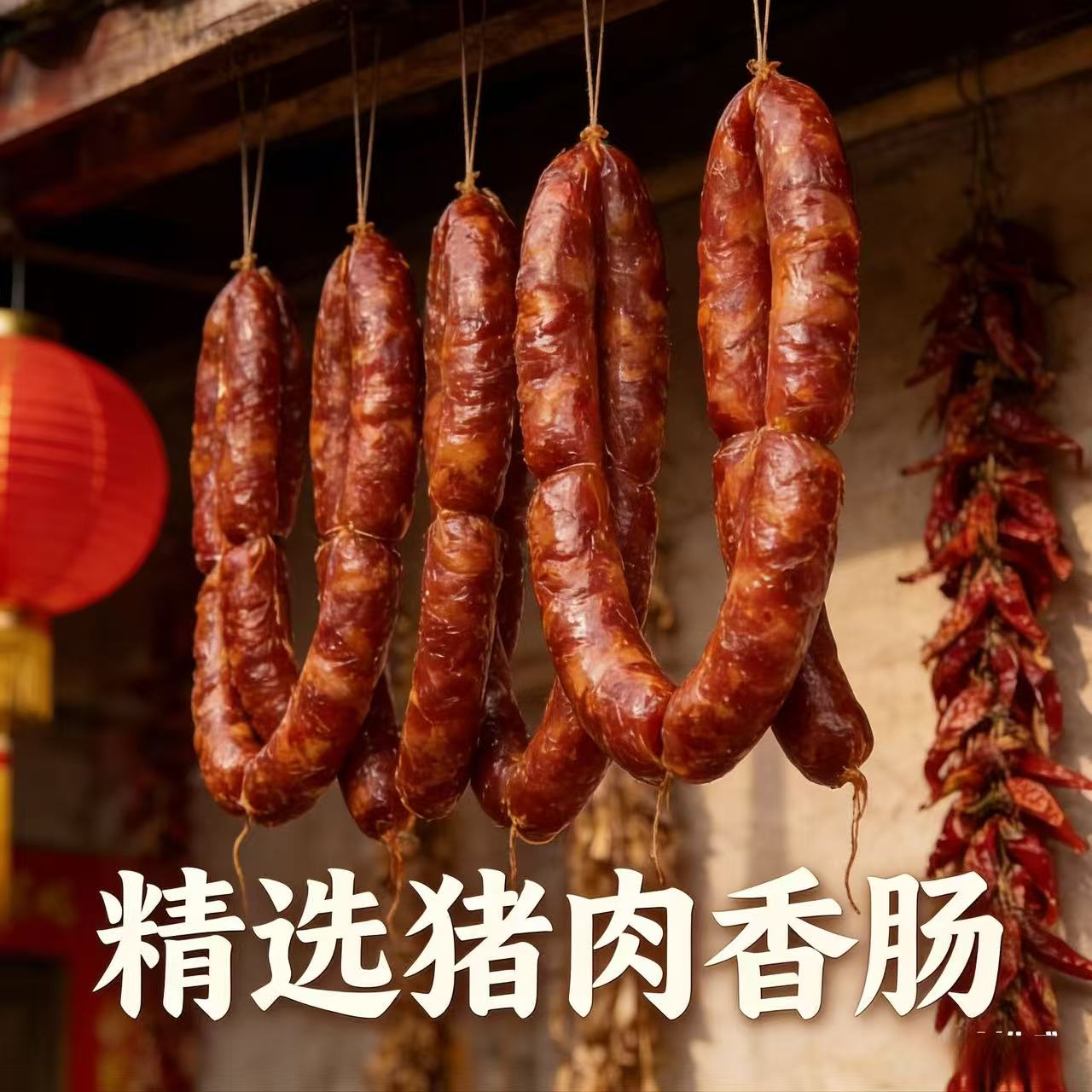 安徽大别山特产无淀粉腊香肠黑毛猪腊香肠美味下饭好吃不贵