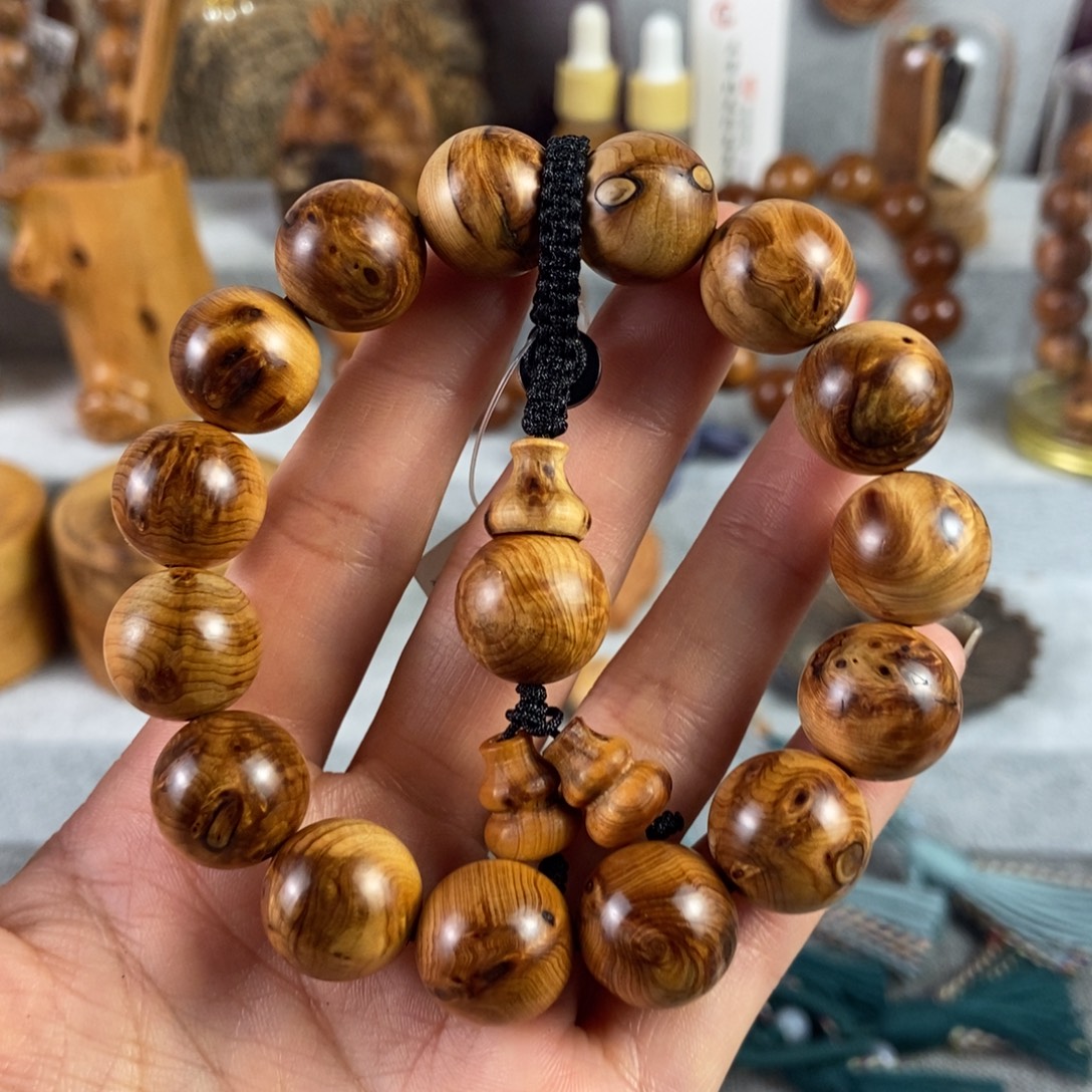 柏木（崖柏）手串/手链北太行陈化瘤疤对眼15碳化