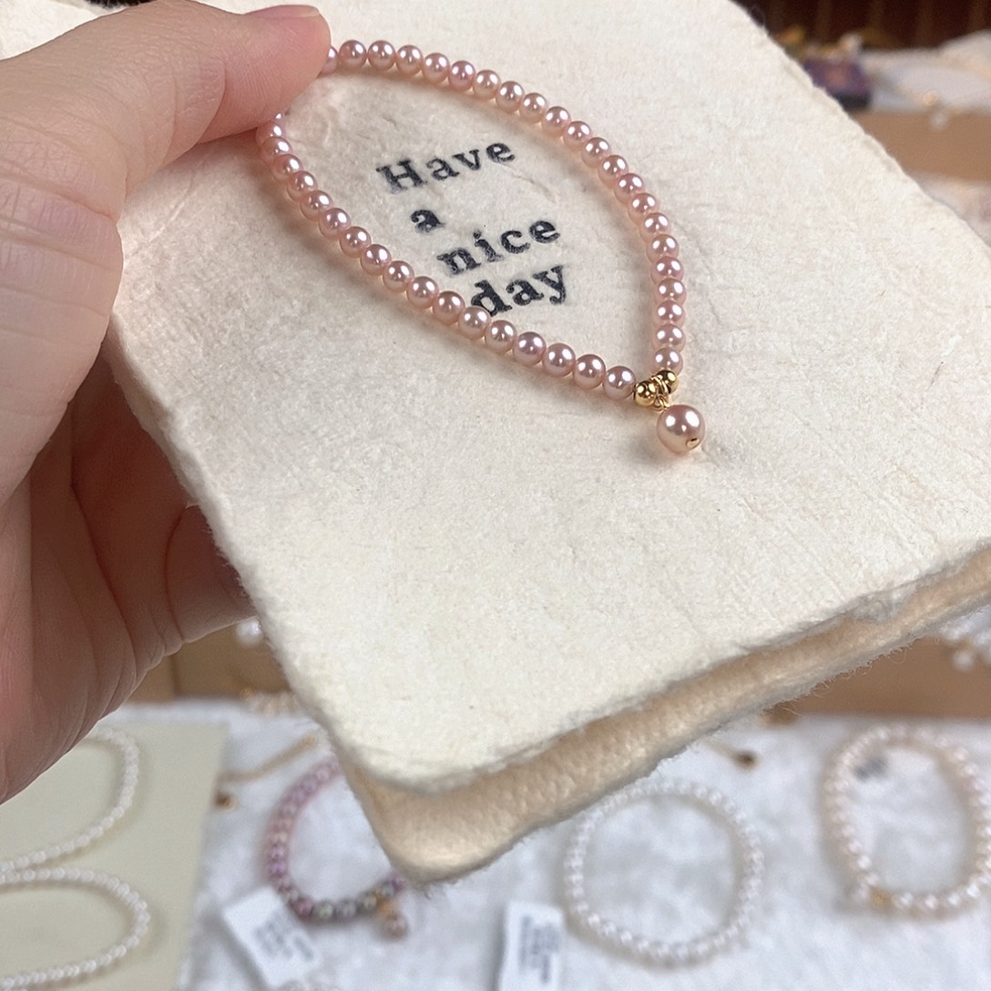 银S925镶嵌淡水珍珠手绳