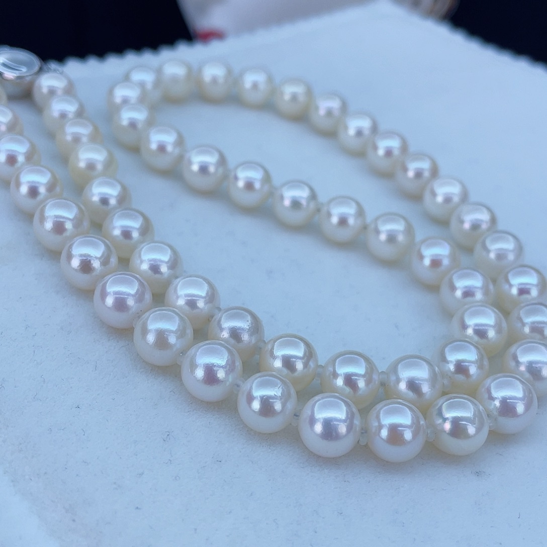 海水珍珠项链银S925镶嵌7号7.0一8.0
