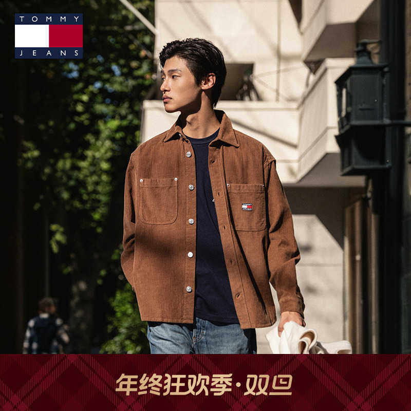 Tommy25秋冬新款男装纯棉灯芯绒复古工装风宽松落肩衬衫外套22016
