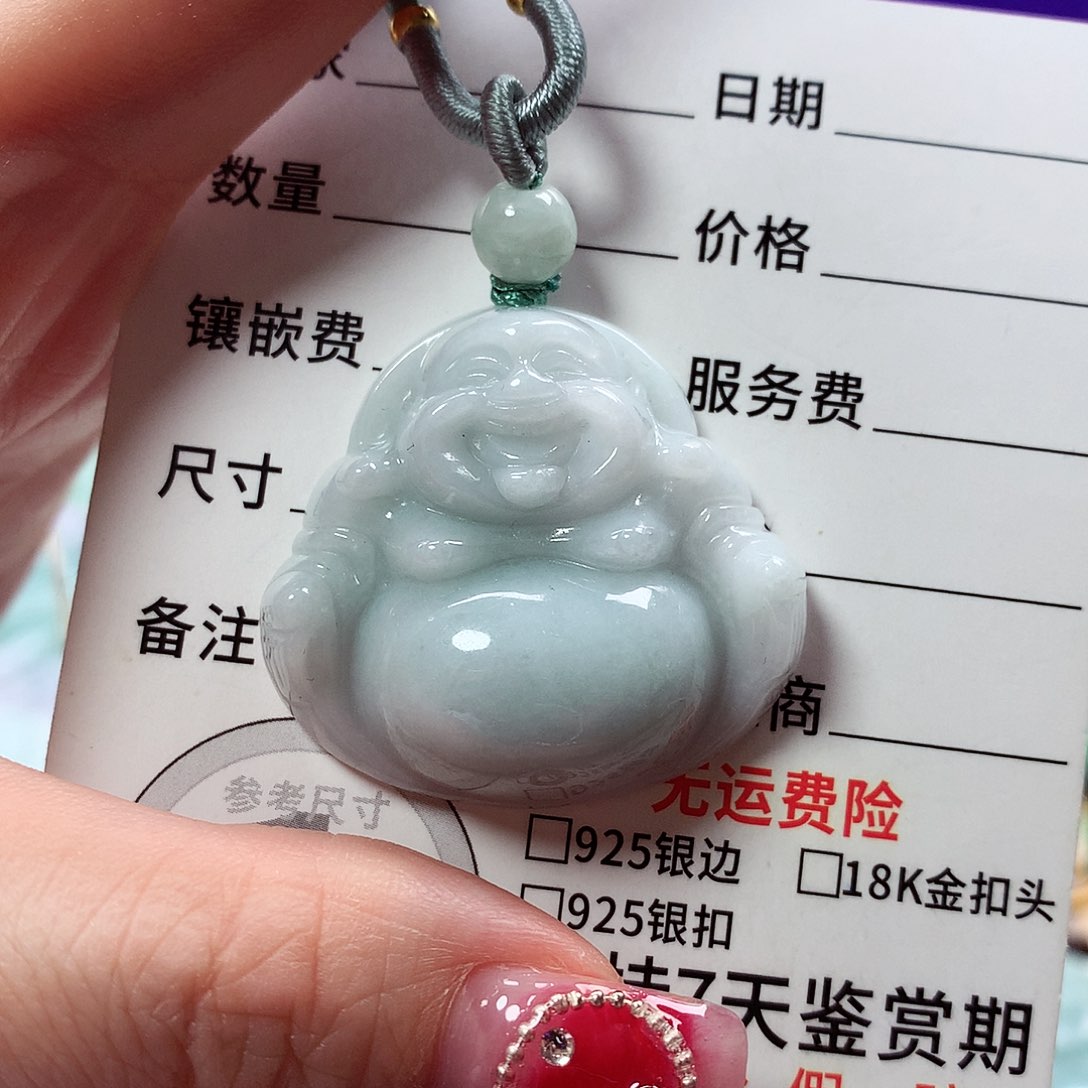 翡翠颈饰未镶嵌佛公，细纹，介意勿拍