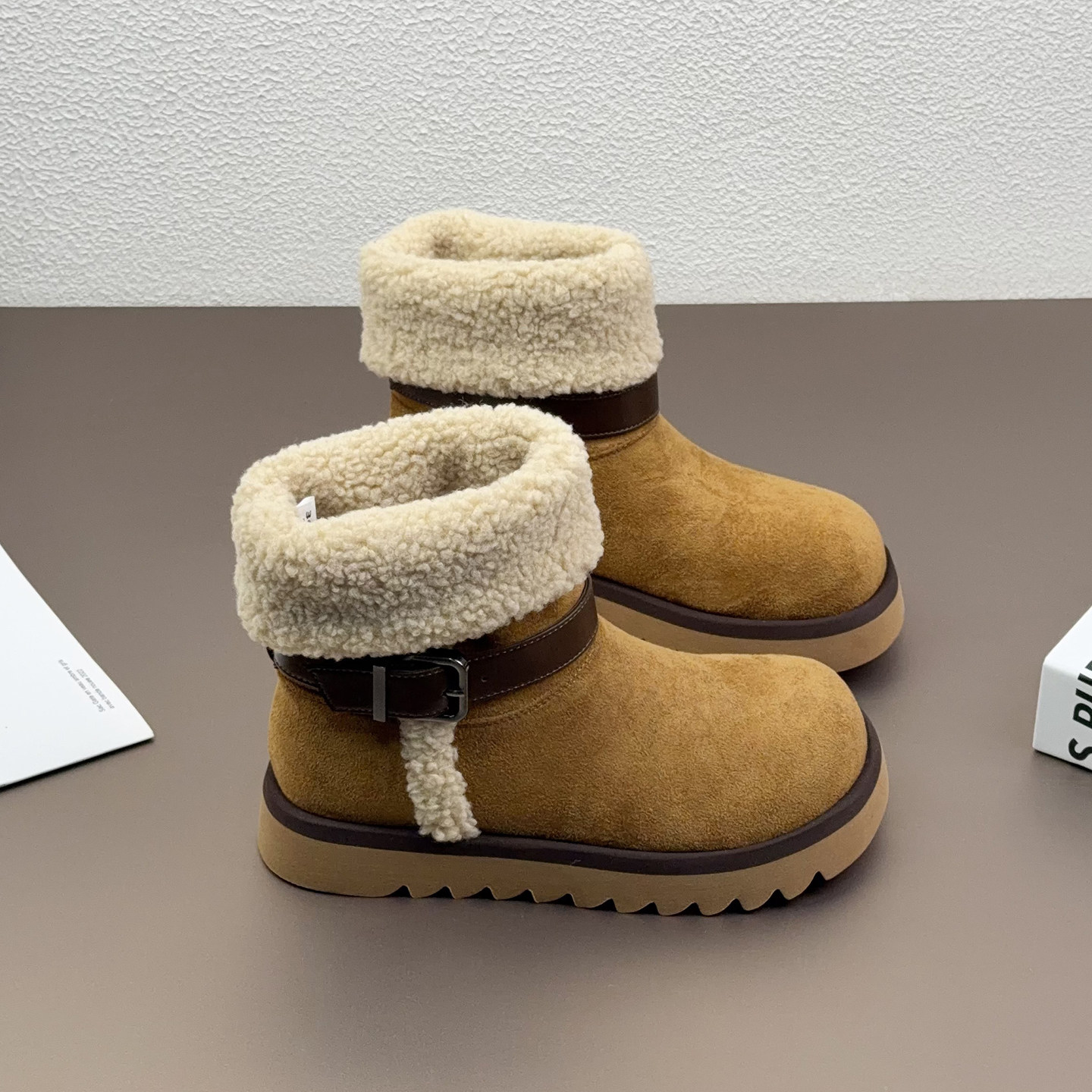 爆款厚底雪地靴女款2025冬季新款加绒保暖棉鞋翻盖毛毛短筒棉靴子