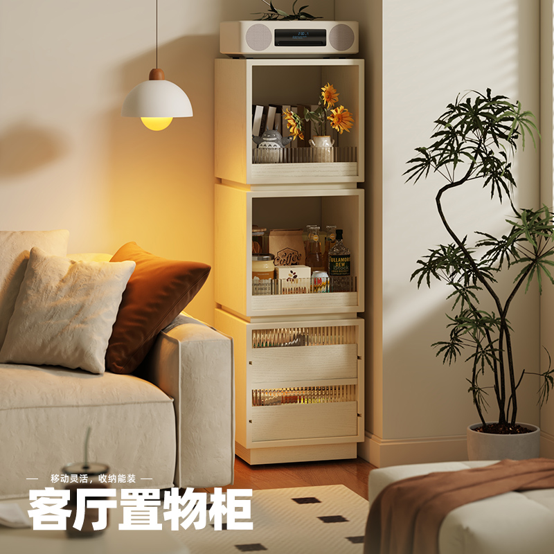 【实木置物柜】2224实木边柜一体靠墙书柜置物柜家用置物架书架收纳