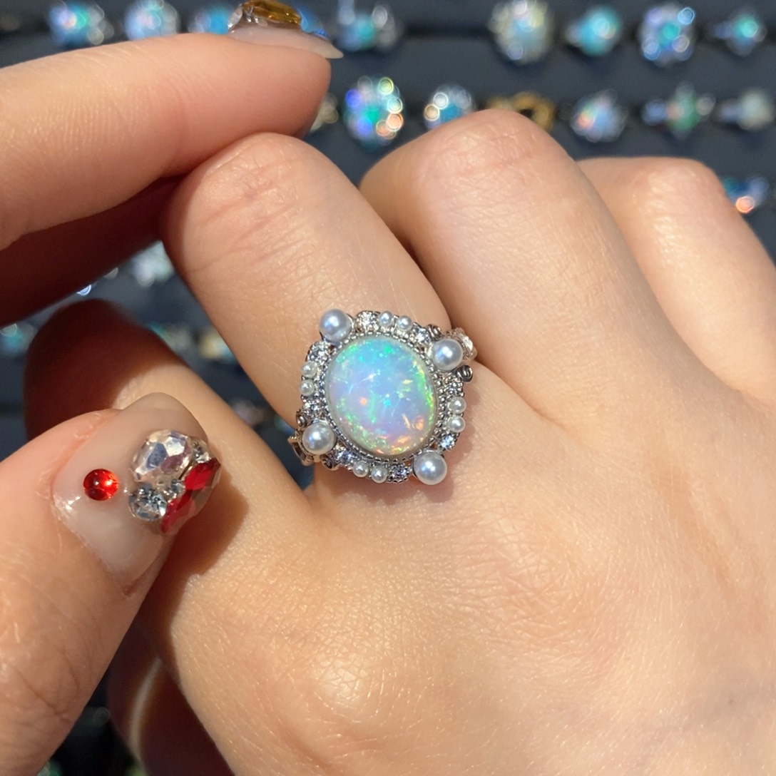 欧泊银S925镶嵌欧泊戒指