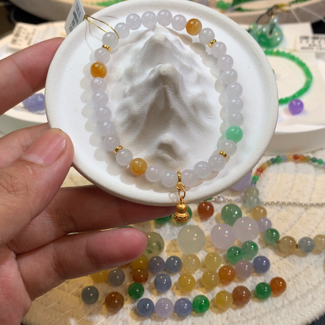 散珠翡翠白月光多宝手串，新款