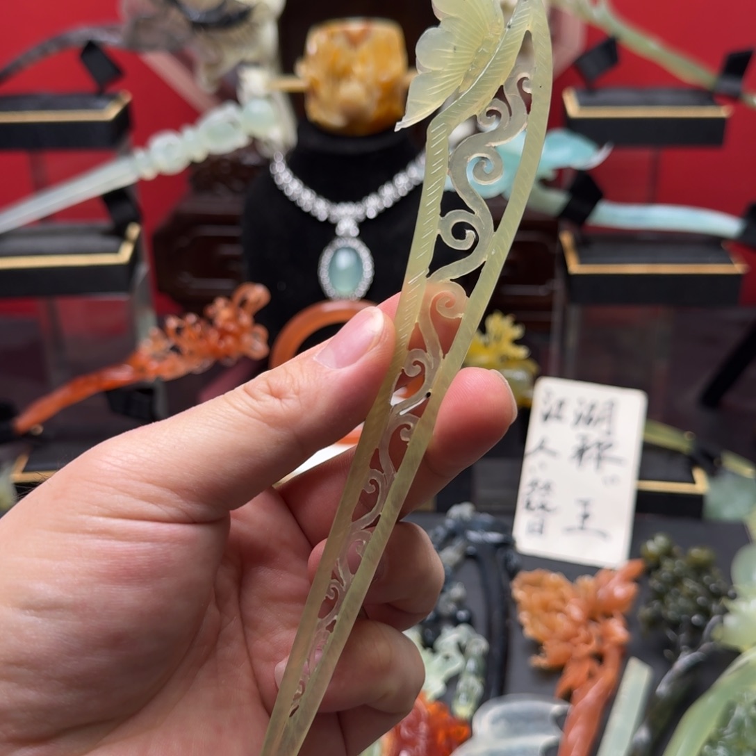 岫玉发饰未镶嵌明君玉簪就是好看