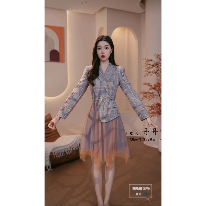 【蒂妮佳】1420品牌2025秋季新款西装长袖女装气质连衣裙