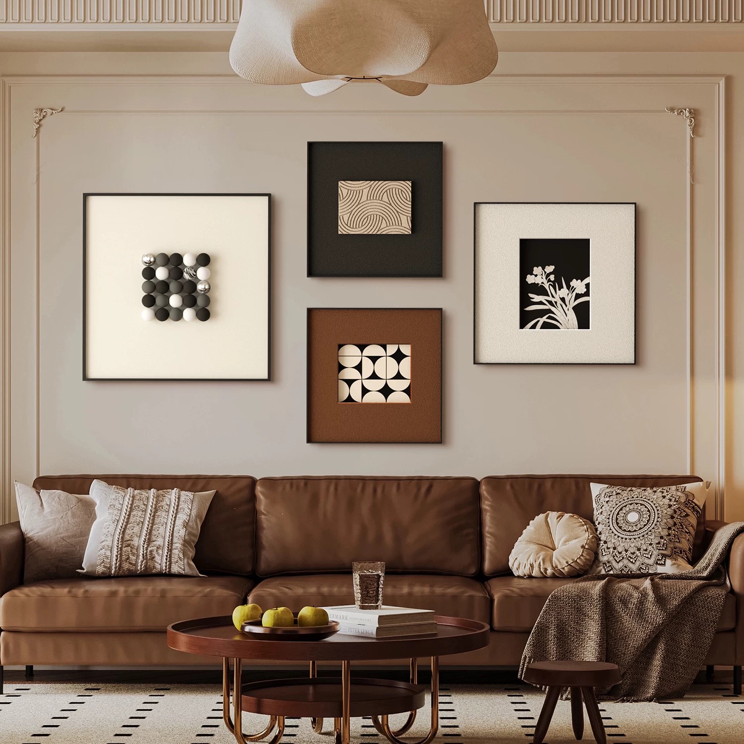 2026新款法式复古风高级感组合客厅四联组合装饰画沙发背景墙挂画