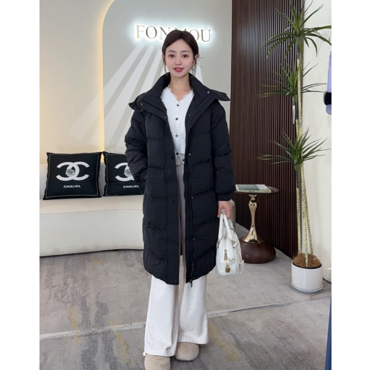 小小2024小个子定制冬季中长款过膝90白鸭绒羽绒服092